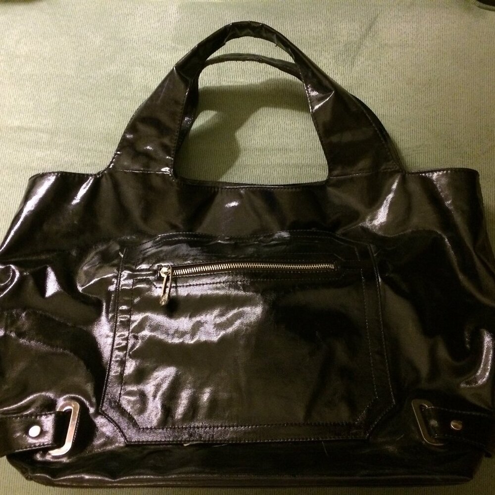 2008 Maxx of New York Black Patent Leather Weekender Tote